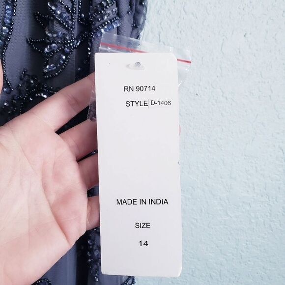 Pisaro Nights Smoke Gray Beaded Mesh Dress - Picture 7 of 10